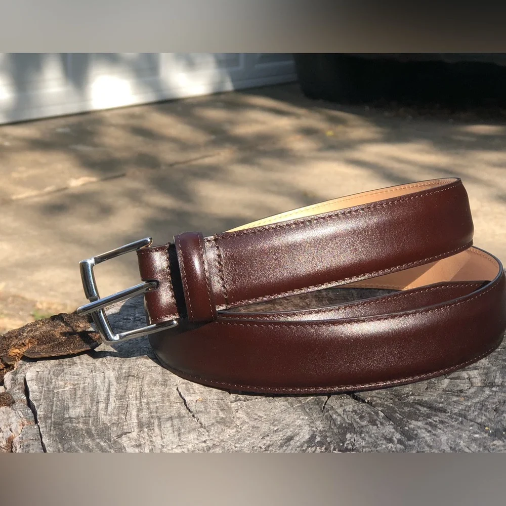 Men's Polished Brown Leather Belt - Classic Everyday Style NWOT